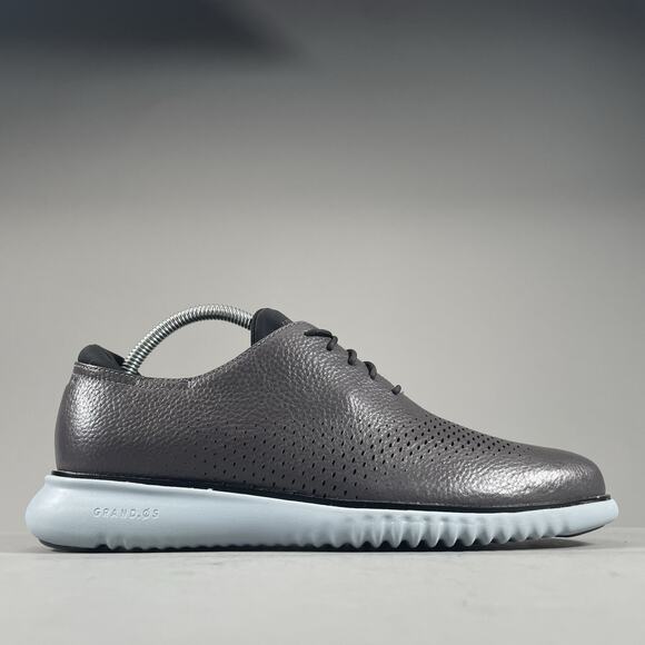Cole Haan 2.ZERØGRAND Lined Laser Wingtip Men 8 M Gray Pebbled Casual Dress Shoe - Picture 6 of 8